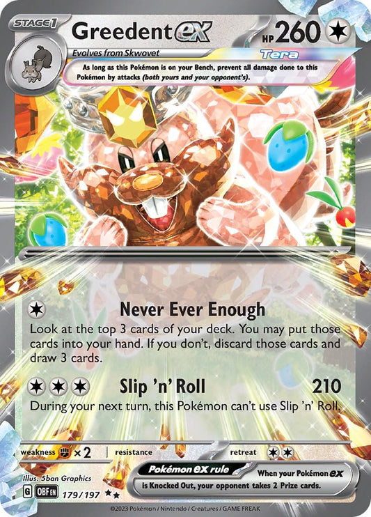 Greedent ex #179 Pokemon Obsidian Flames