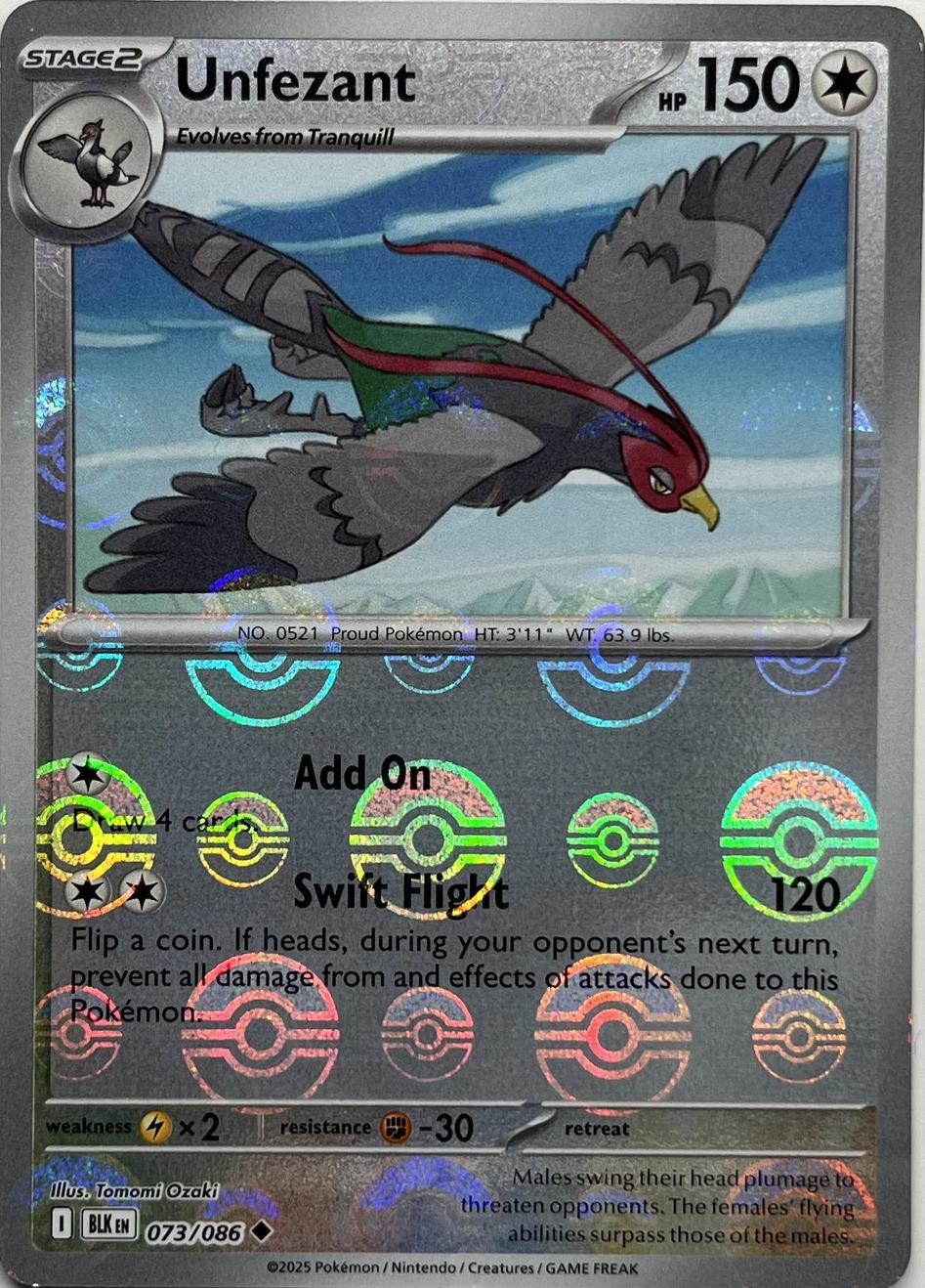 Unfezant [Poke Ball] #73 Pokemon Black Bolt