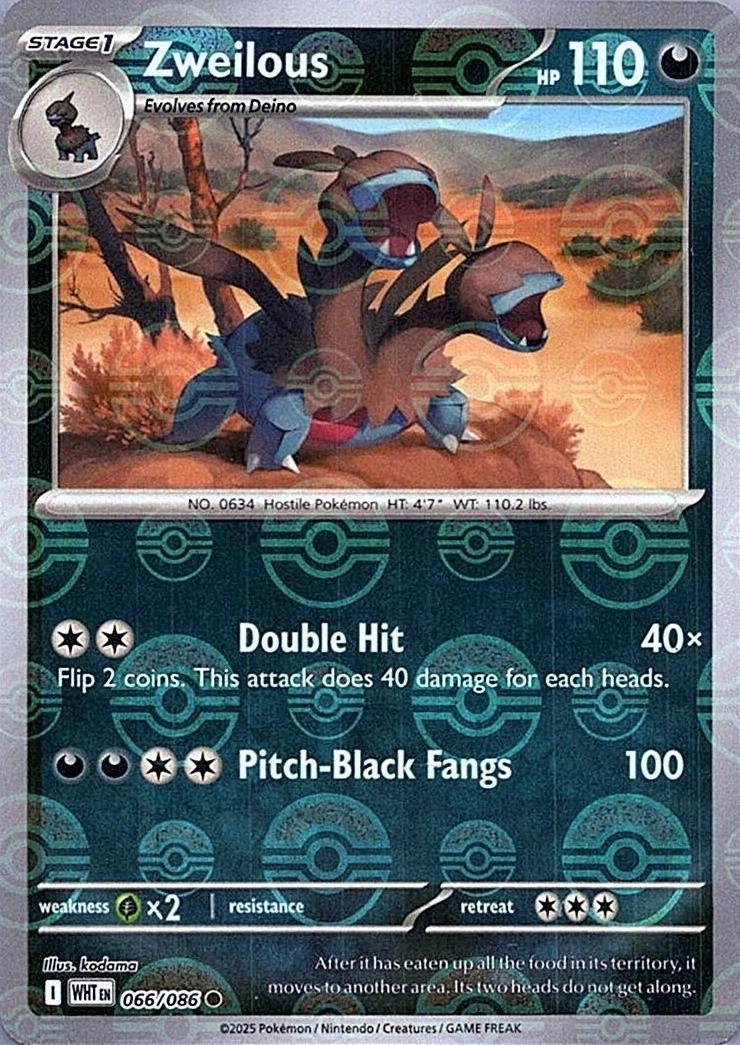 Zweilous [Poke Ball] #66 Pokemon White Flare